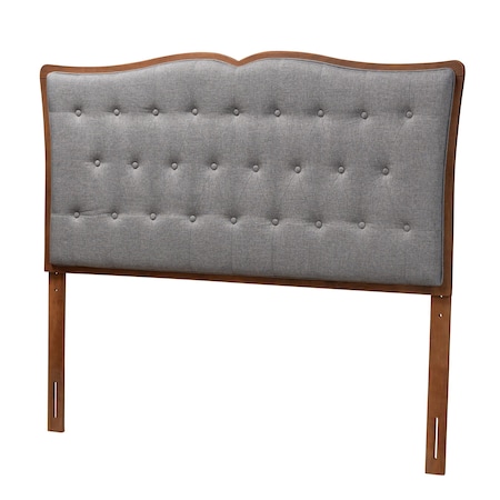 Baxton Studio Georgia Classic and Traditional Grey Fabric and Walnut Brown Finished Wood Queen Size Headboard 237-12640-ZORO